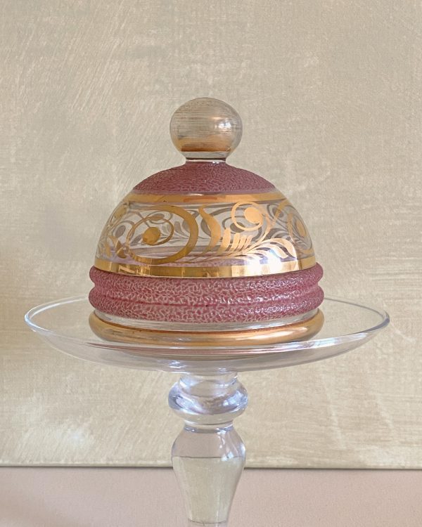 Vintage Nostalgic Glass Gold Rose Bowl