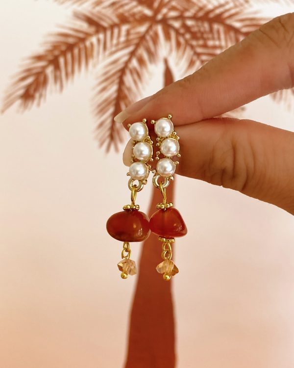 Freshwater Pearl Agate Espresso Swirl Earrings