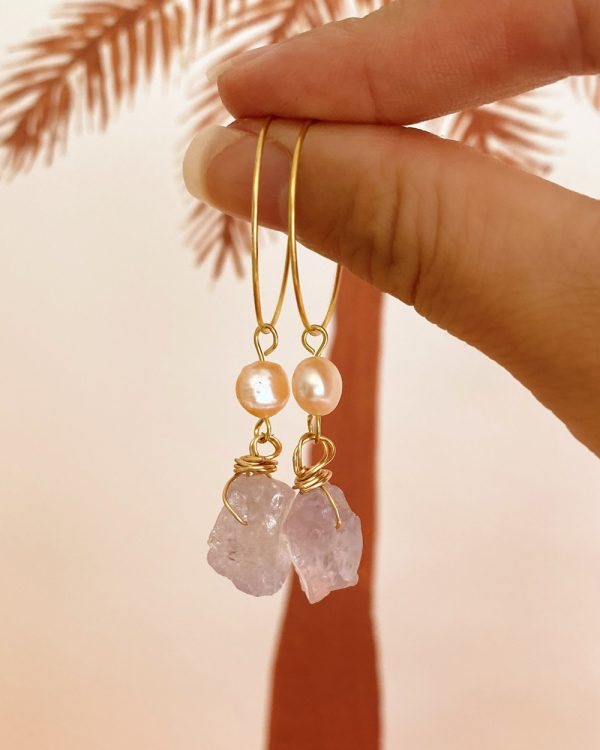Freshwater Pearl Lilac Mist Quartz Earrings