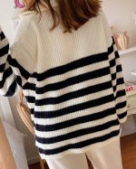 Half Zip Stripe Knit Sweater