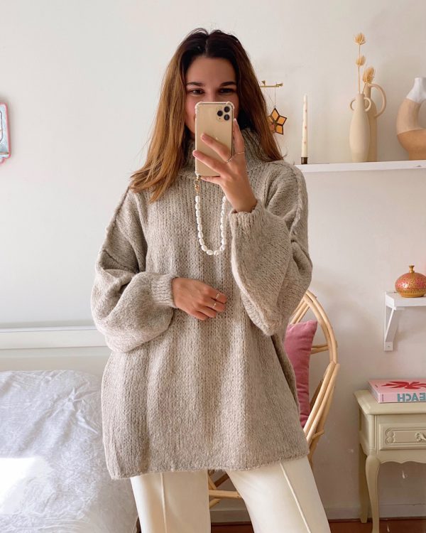 Oversized Wool Blend Sweater Mocha