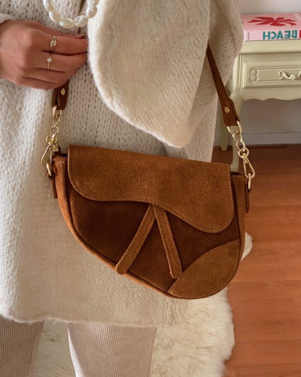 Suede Saddle Bag Cognac