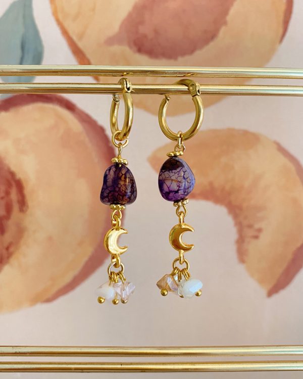 Amethyst Moon Drop Earrings