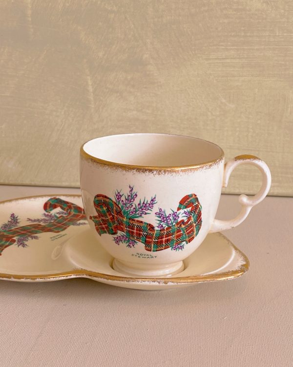 Vintage Crown Devon Tartan Tennis Cup Saucer Set