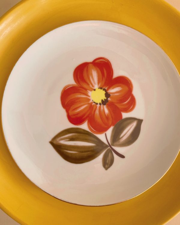 Vintage Porcelain Orange Flower Plate