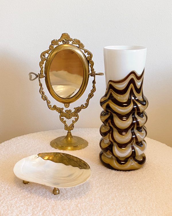 Vintage Murano Glass Carlo Moretti Opaline Swirl Vase