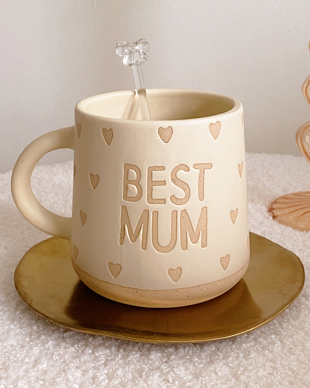 Best Mum Neutral Heart Mug