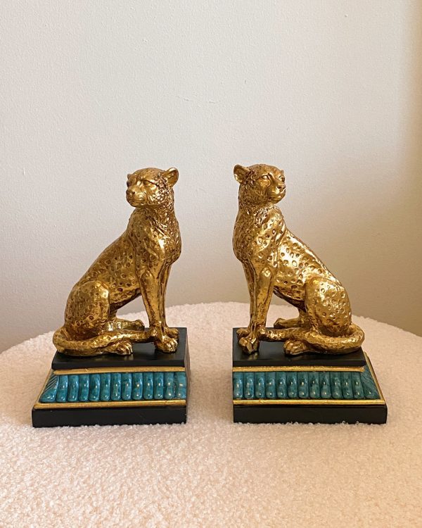 Gold Leopard Bookend Pair