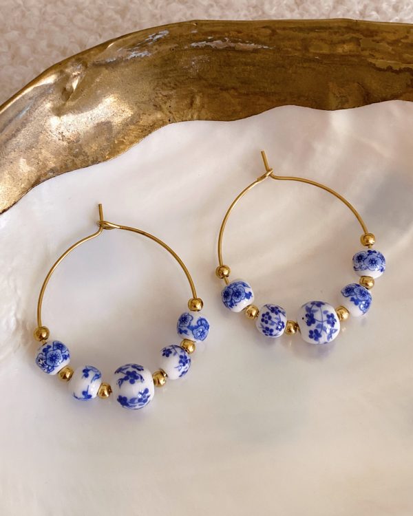 Delft Blue Hoop Earrings