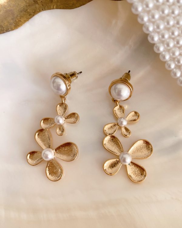 Pearl Flower Drop Earrings