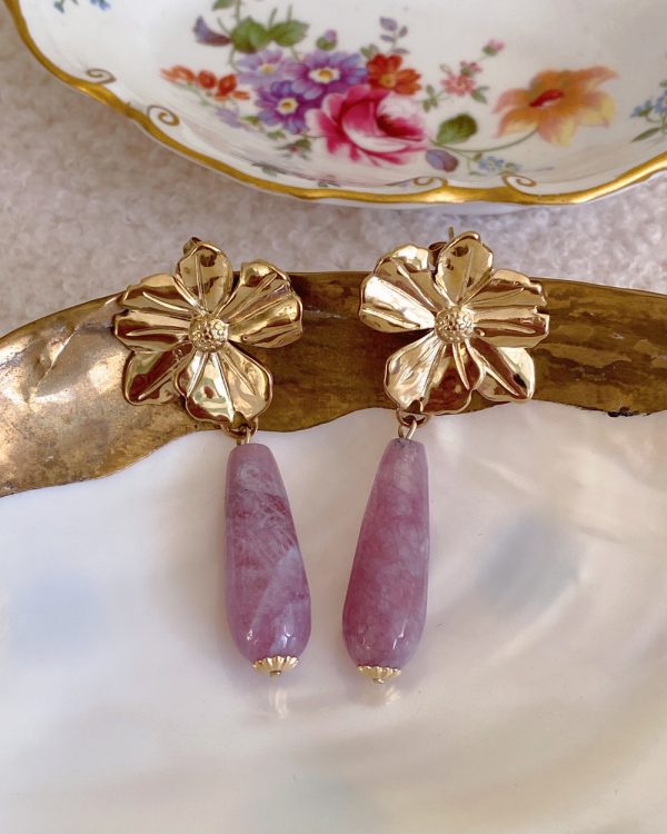 Amethyst Flower Drop Earrings