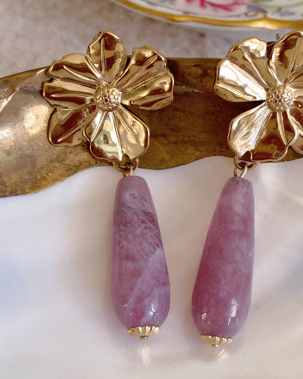 Amethyst Flower Drop Earrings
