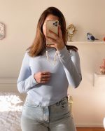 Baby Blue Open Back Bow Tie Top
