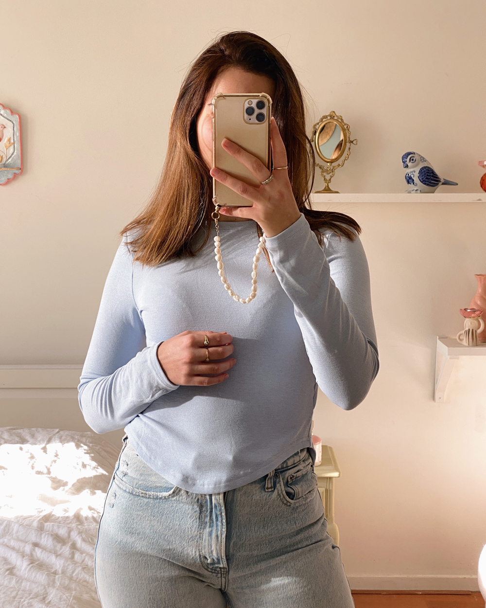 Baby Blue Open Back Bow Tie Top