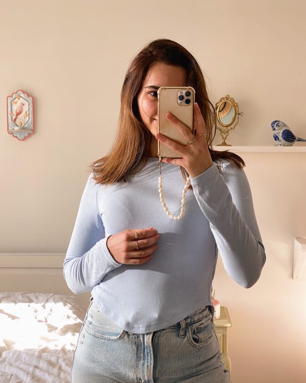 Baby Blue Open Back Bow Tie Top