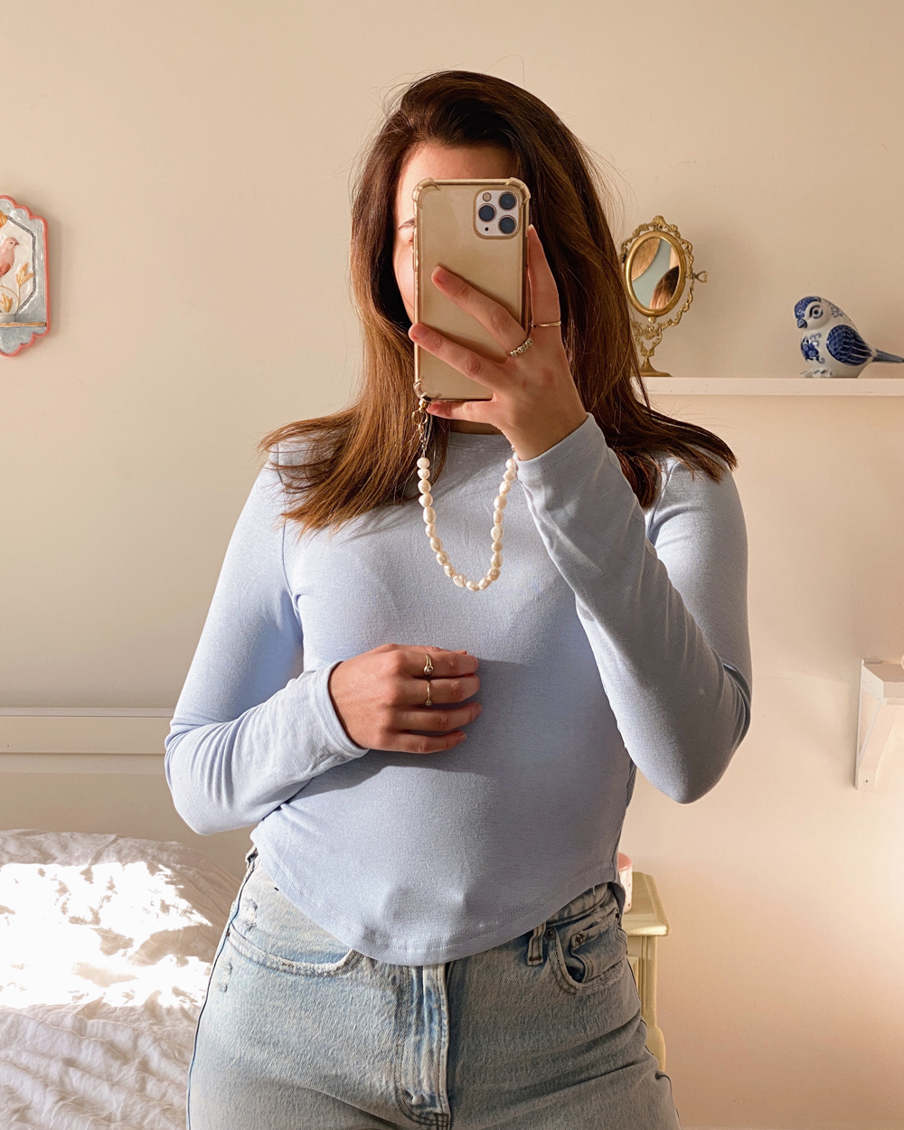 Baby Blue Open Back Bow Tie Top