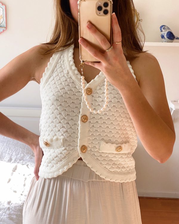 Buttoned Knit Halter Top
