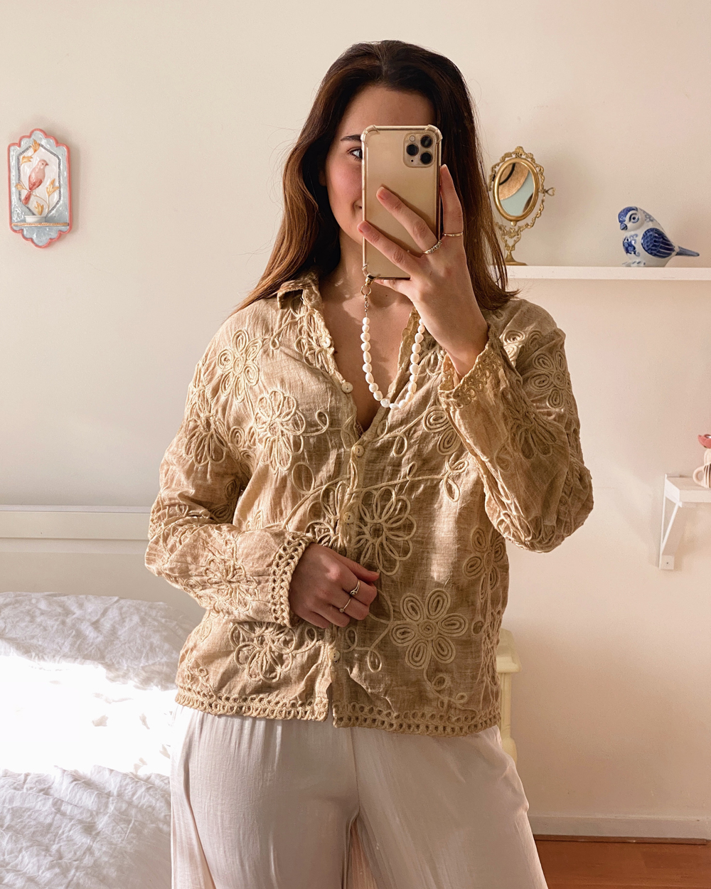 Fawn Floral Embroidered Blouse