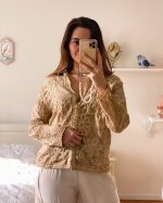 Fawn Floral Embroidered Blouse