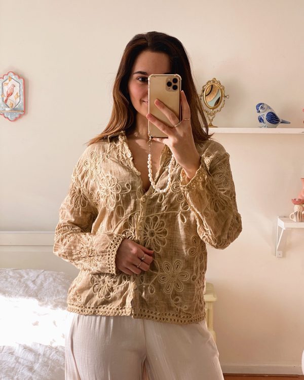 Fawn Floral Embroidered Blouse