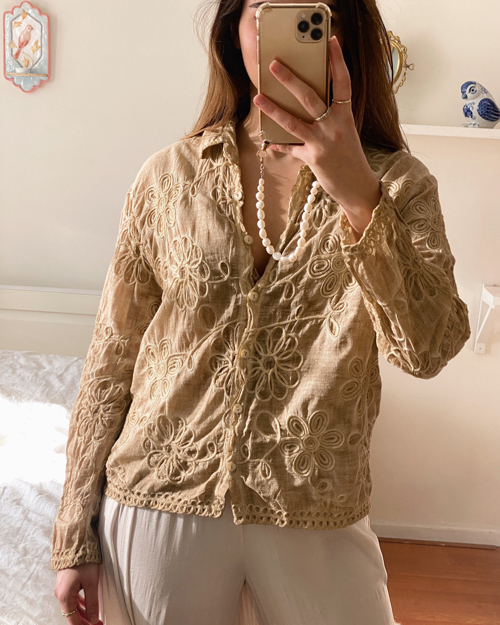 Fawn Floral Embroidered Blouse