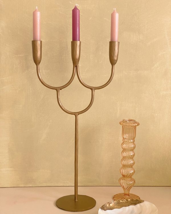 Opulent Gold Two-Arm Candle Holder