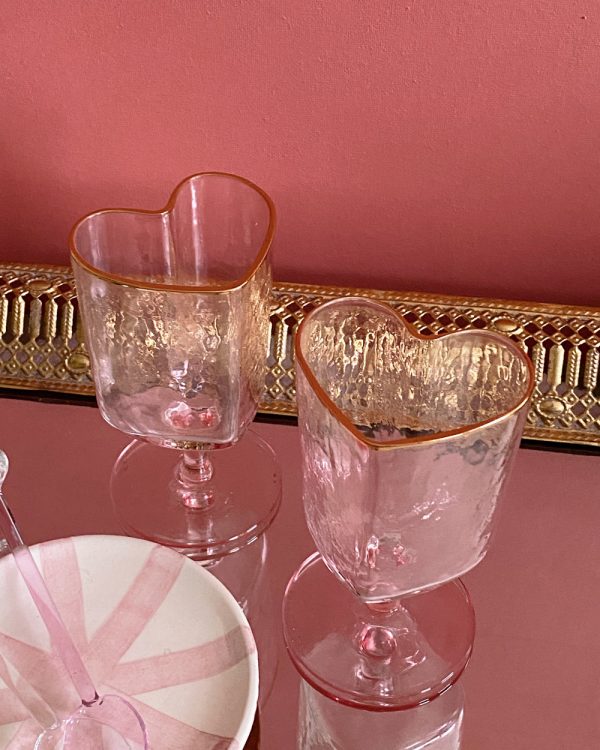 Pink Heart Wine Glass