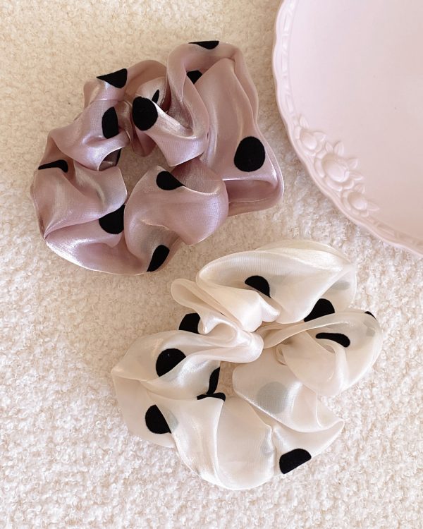 Satin Velvet Dot Scrunchie