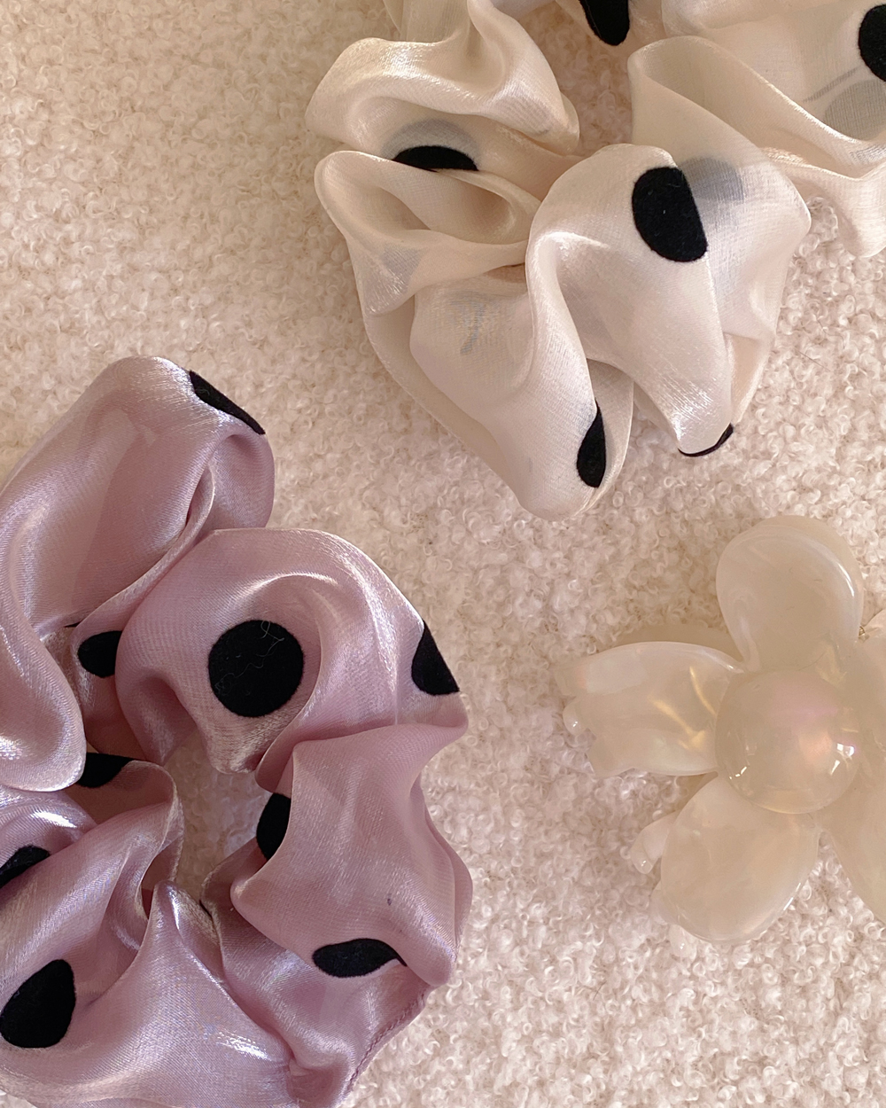 Satin Velvet Dot Scrunchie
