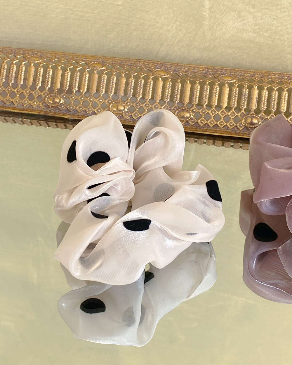 Satin Velvet Dot Scrunchie