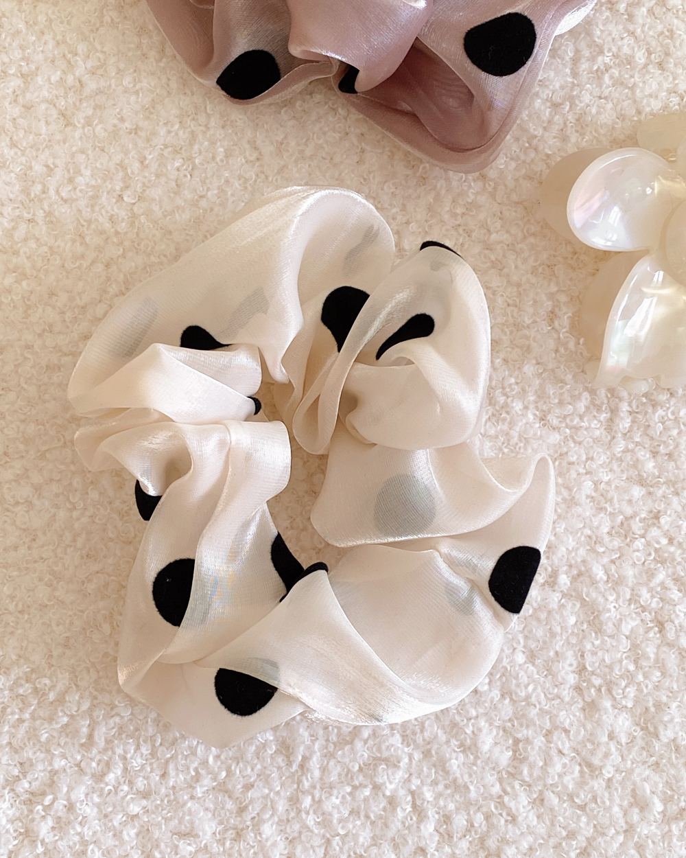 Satin Velvet Dot Scrunchie