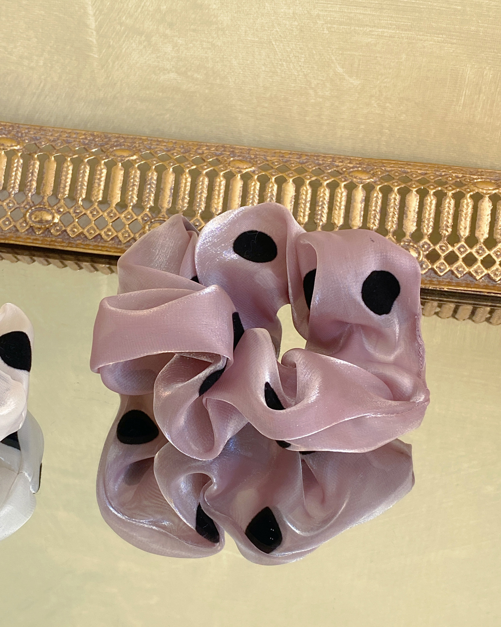 Satin Velvet Dot Scrunchie