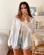 Cloud White Breezy Cotton Blouse