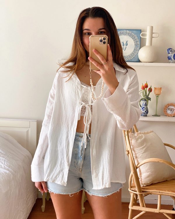 Cloud White Breezy Cotton Blouse