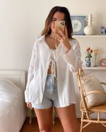 Cloud White Breezy Cotton Blouse