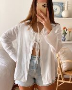 Cloud White Breezy Cotton Blouse