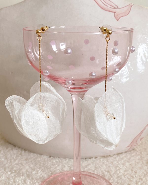 Pearl Petal Gold Drop Earrings