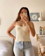 Ribbed Staple Top Ivory