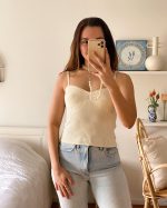 Ribbed Staple Top Ivory