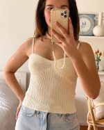 Ribbed Staple Top Ivory