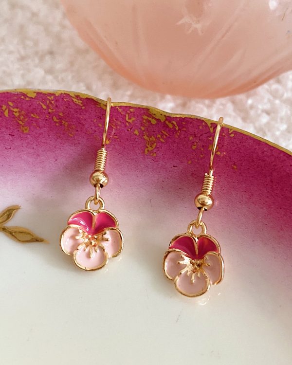 Rosy Flower Drop Earrings