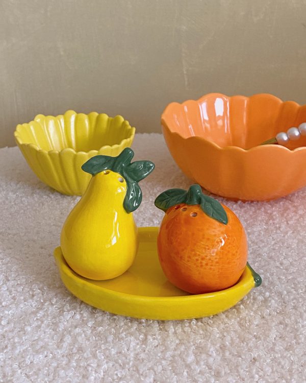 Citrus Fruit Porcelain Salt Pepper Shaker Set