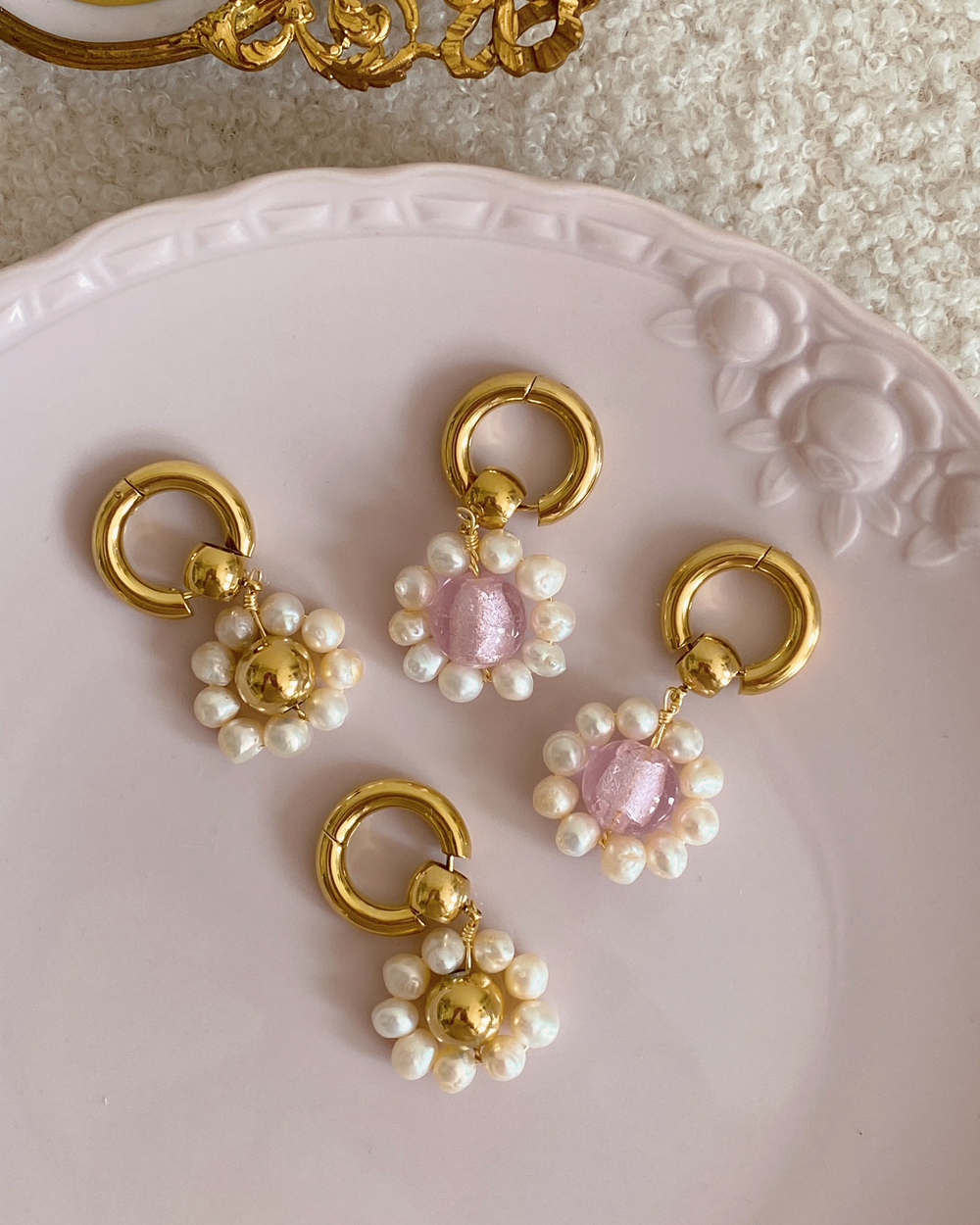 Freshwater Pearl Blossom Flower Earrings
