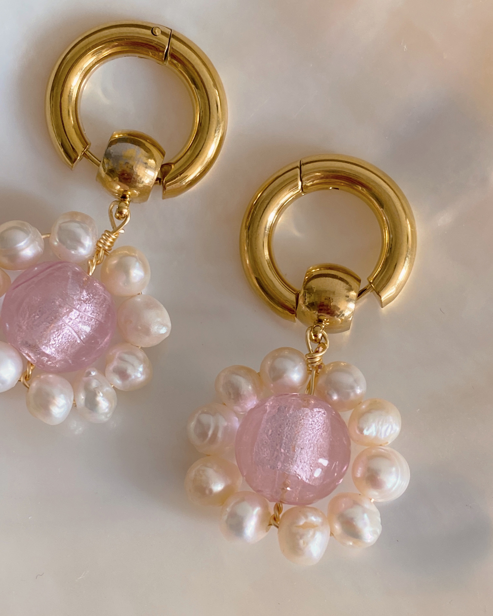 Freshwater Pearl Blossom Flower Earrings