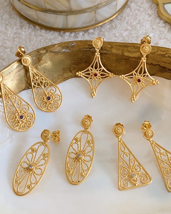 Gemstone Filigree Drop Earrings