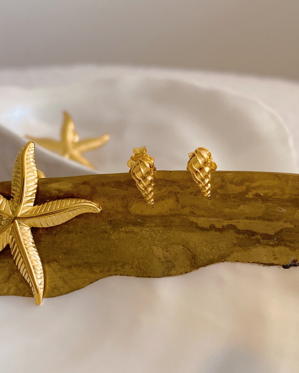Gold Seashell Stud Earrings