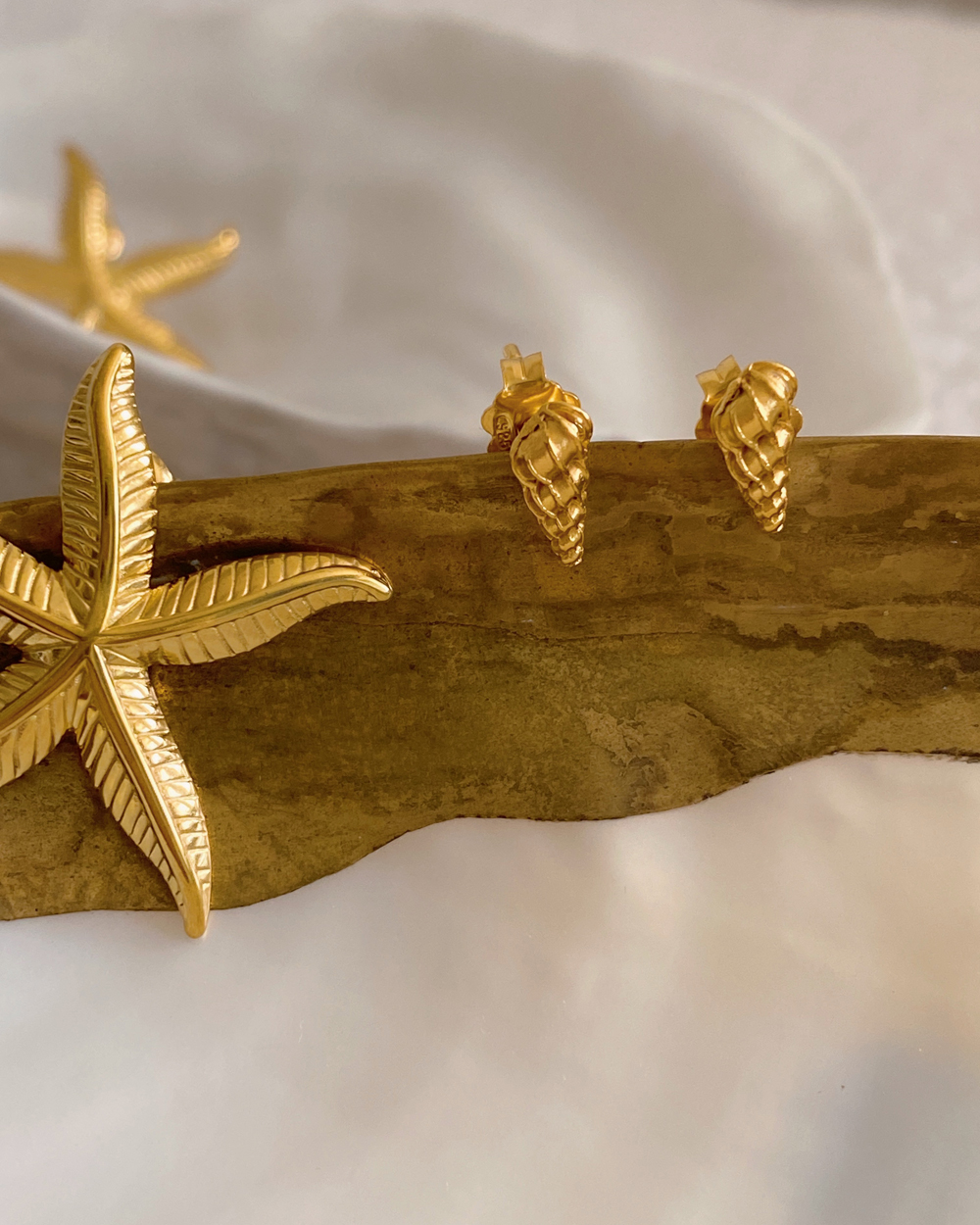 Gold Seashell Stud Earrings