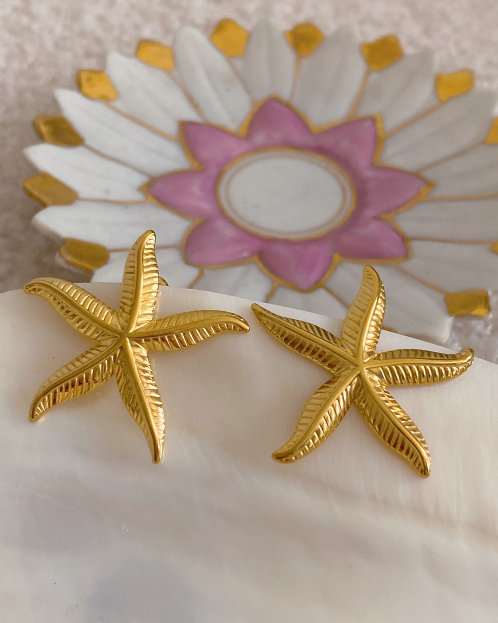 Gold Starfish Stud Earrings