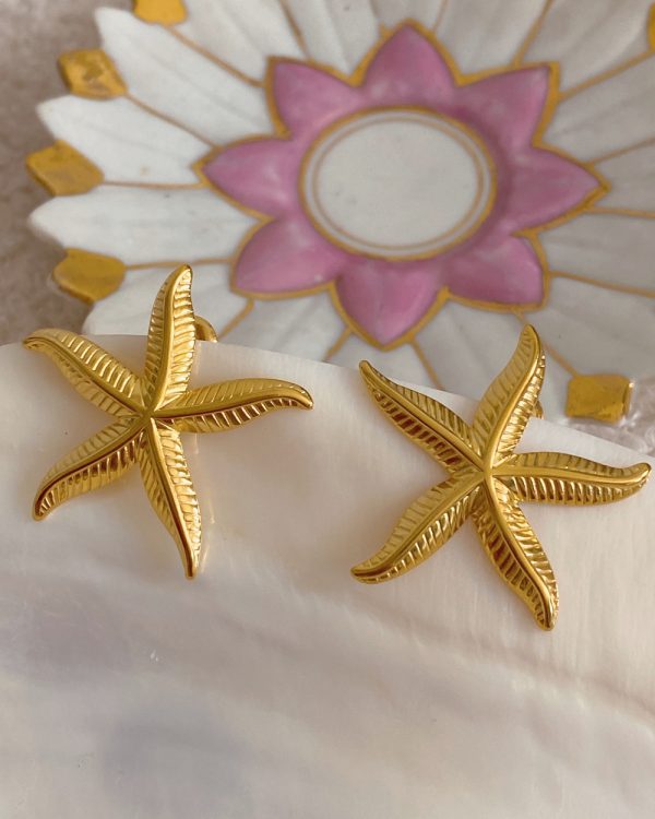 Gold Starfish Stud Earrings