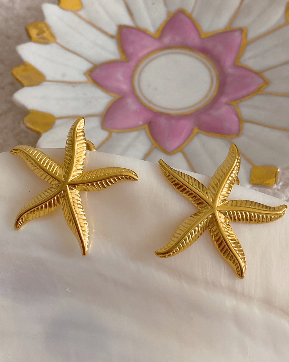 Gold Starfish Stud Earrings